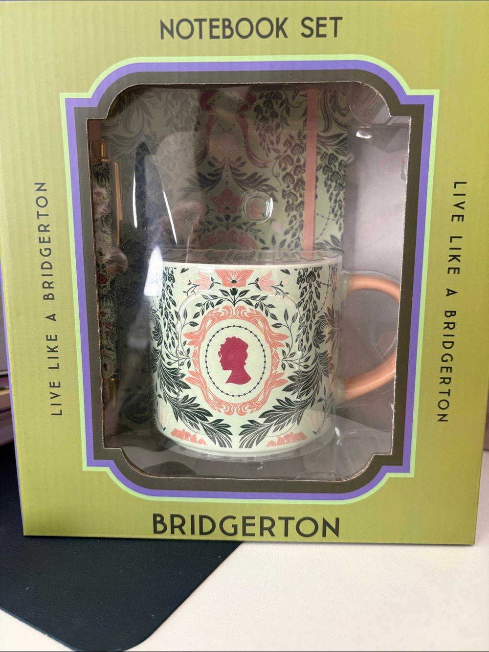Live Like a Bridgerton Mug Notebook Pen Gift Set NIB